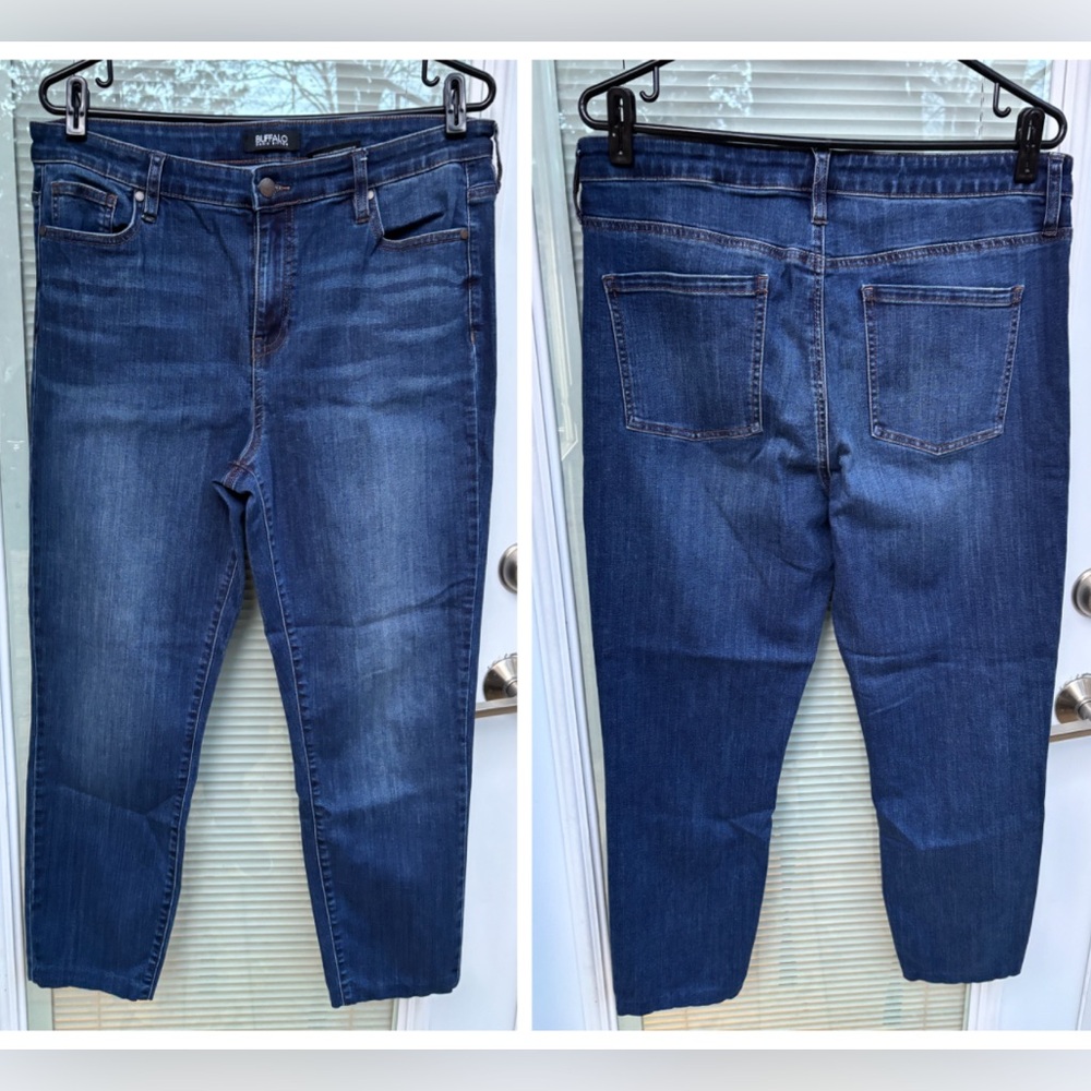 Buffalo David Bitton Jeans Sz 12 Dark Blue Wash Straight Leg Stretch Ankle Jeans